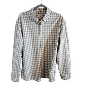 J. Crew Mens Size XL Slim Fit Stretch Organic Cotton Gray White Gingham Check